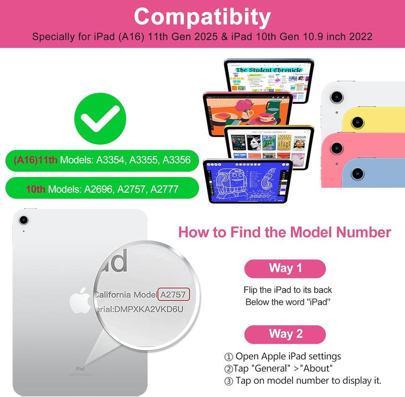 for iPad A16 11th 10th Generation Case with Keyboard - 7 Colors Backlight Detachable Folio Keyboard Case for iPad (A16) 11th Gen 2025 & 10th Gen 10.9 inch 2022,  Wake/Up, Light