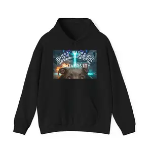 Believe University Dog Hoodie | Space Nebula Campus Design