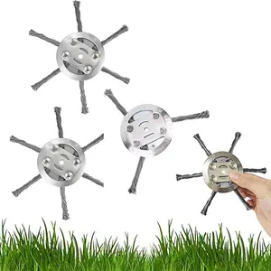 Small lithium battery-powered steel wire weeding wheel, weeding disc, twisted wire mowing head, rust-removing lawn mower blade accessories, steel wire mowing tool sweeper