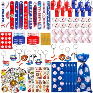 146 Pcs Baseball Party Favors, Baseball Goodie Bag Stuffers with Mini Stress Balls, Baseball Keychains, Tattoos, Bulk Small Toy for Kids Baseball Themed Birthday Party Supplies, Classroom Reward