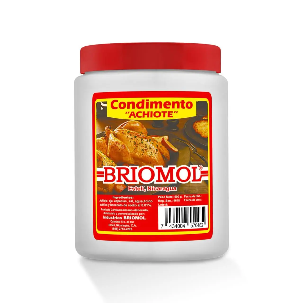 Briomol Condimento Achiote 500g - Estilo Nicaraguan Flavoring for Cooking and Seasoning