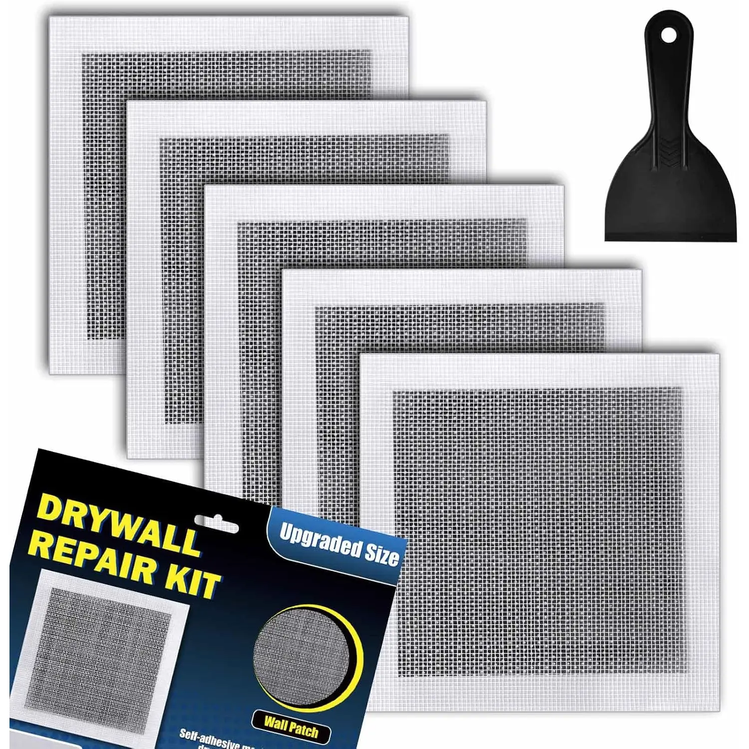Drywall Repair Kit Upgraded Size, 10 x 10 Inch Drywall Patch Kit Large Hole, Self Adhesive Fiberglass Wall Patch Quick Repair for Damaged Drywall Ceiling