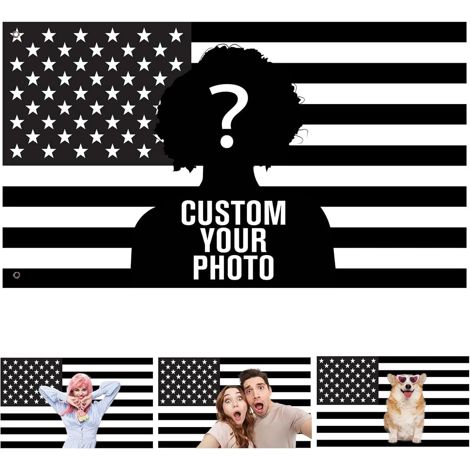 Custom Black and White American US Flag , Personalized Funny Flags Design Your Own Image Logo Photo Text Single/Double Sided Customized Flag Tapestry for Bedroom Room Dorm Outdoor Garden Decorchic design  room bedroom