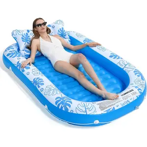 Inflatable Tanning Pool Lounger Float with Cervical Pillow - Pool Floats Adult for Sunbathing, Backyard, Pool Party - Inflate Ball Pit for Babies - Kids Swimming Pool Bed for Gifts for Women