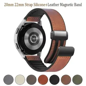 Magnetic Strap Retro Premium And Silicone Magnetic Watch Compatible with for galaxy Watch 7/6/5/4/Active 2 40Mm 44Mm/ Watch 6 Classic 43Mm 47Mm/ Watch 5 Pro 45Mm/ Watch 4 Classic 42Mm 46Mm, 22MM 20Mm Suitable Both Men And Women  for Hua wei Xiao mi