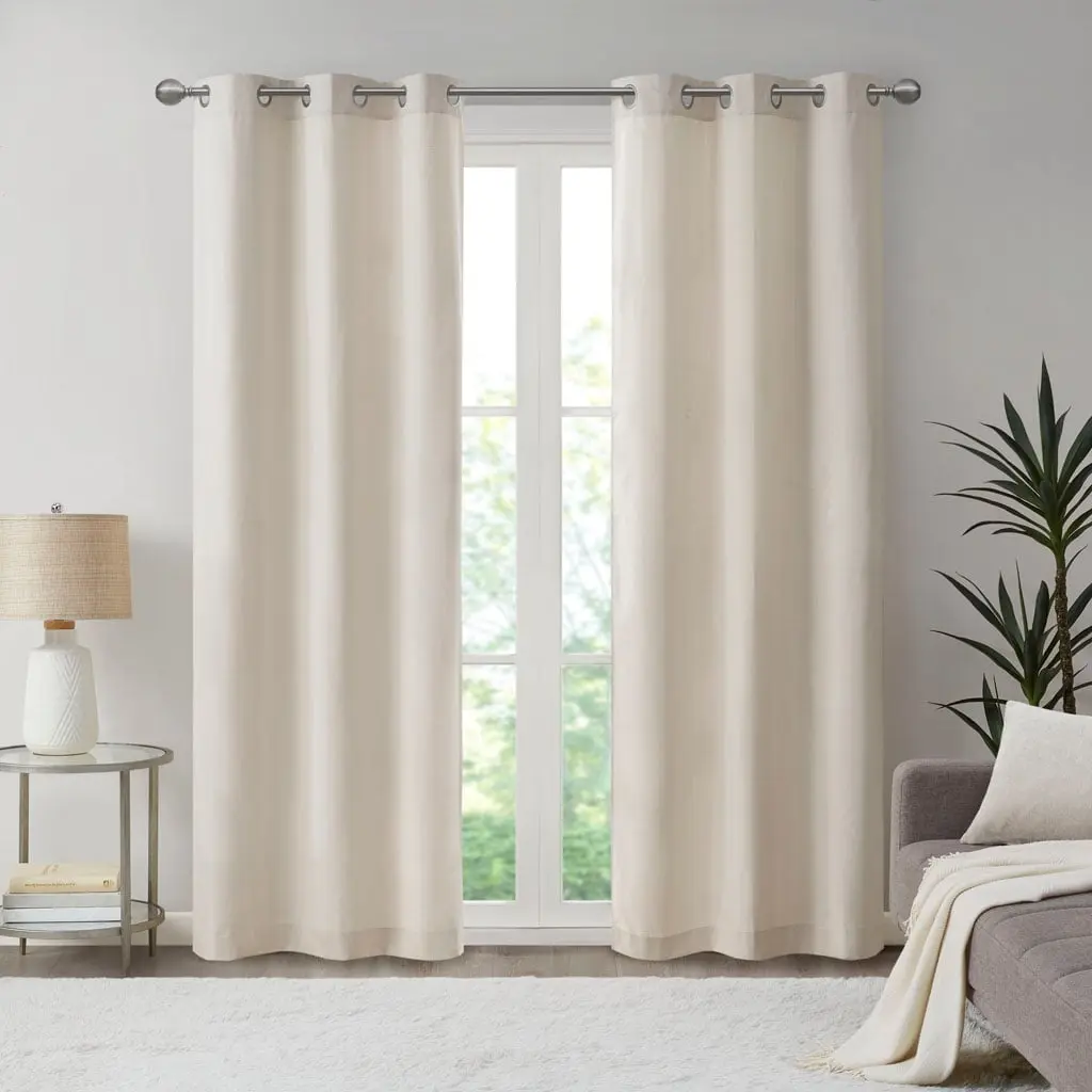 360 stand Galen Basketweave Room Darkening Curtain Panel Pair - 40x84x0.13in, Ivory, Polyester Face, Natural Look, Energy Saving, Pack of 2