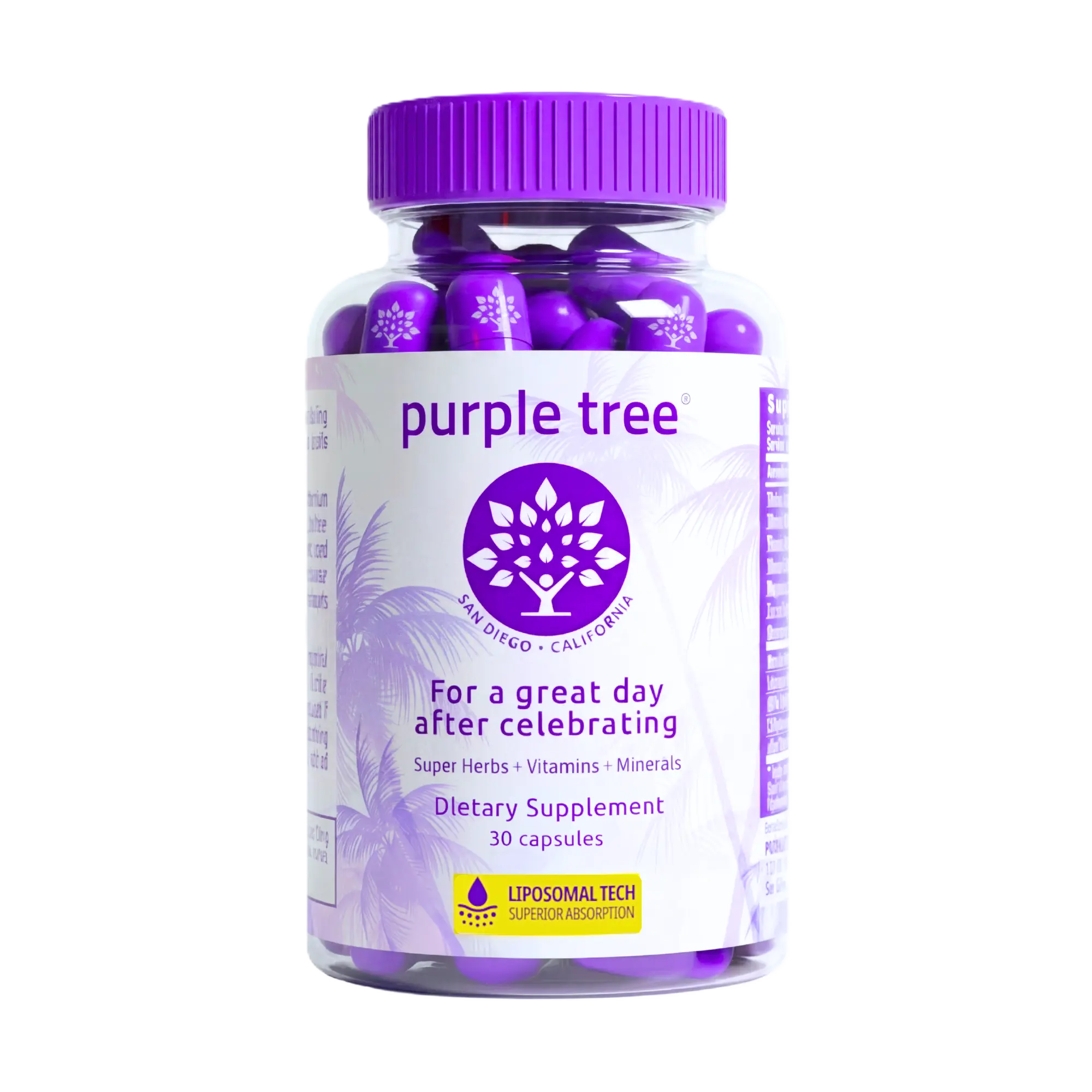 Purple Tree Liposomal DHM Supplement with Glutathione, Milk Thistle & Electrolytes | Liver Support Before or After Drinking