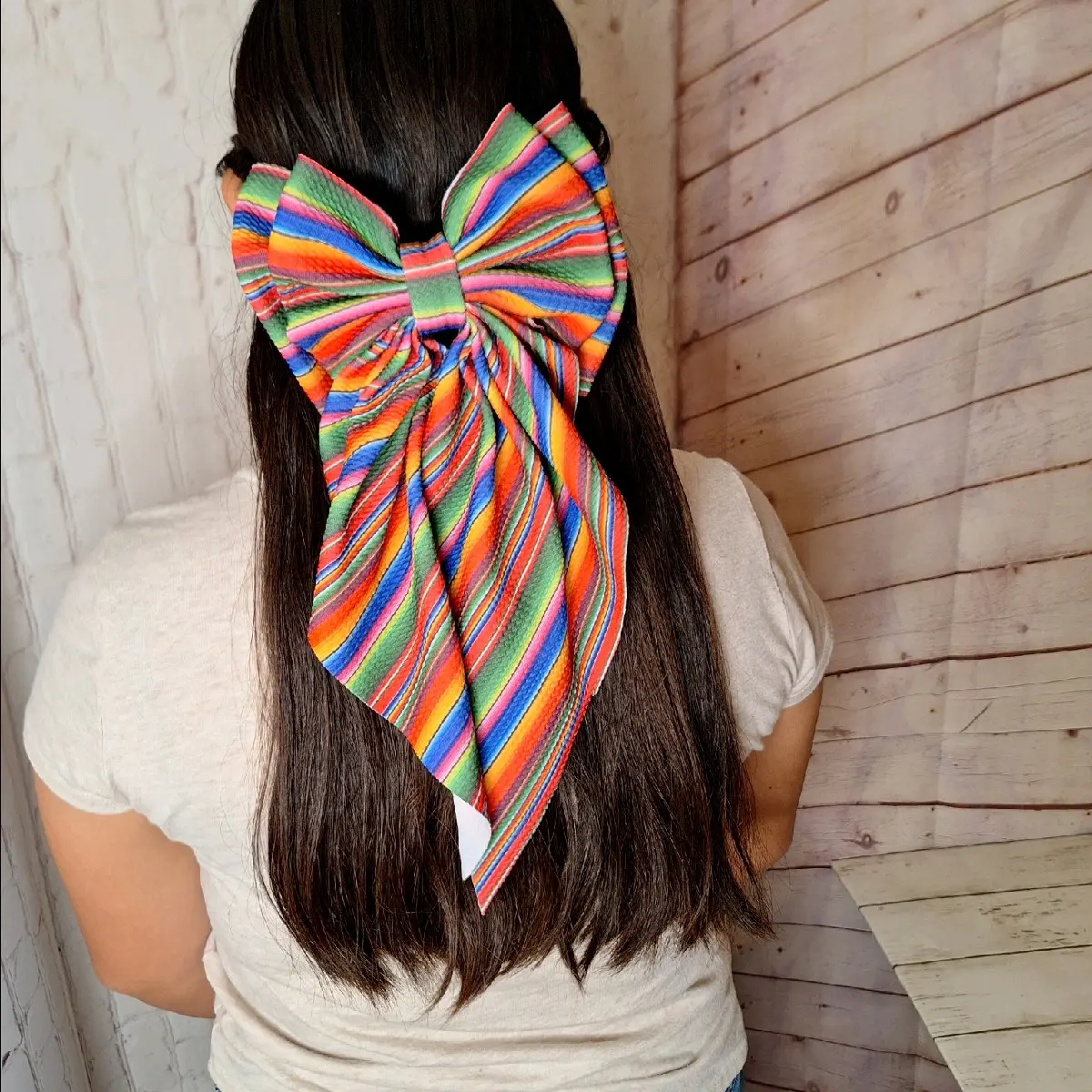 mexican coquette bow hair clip long ribbon