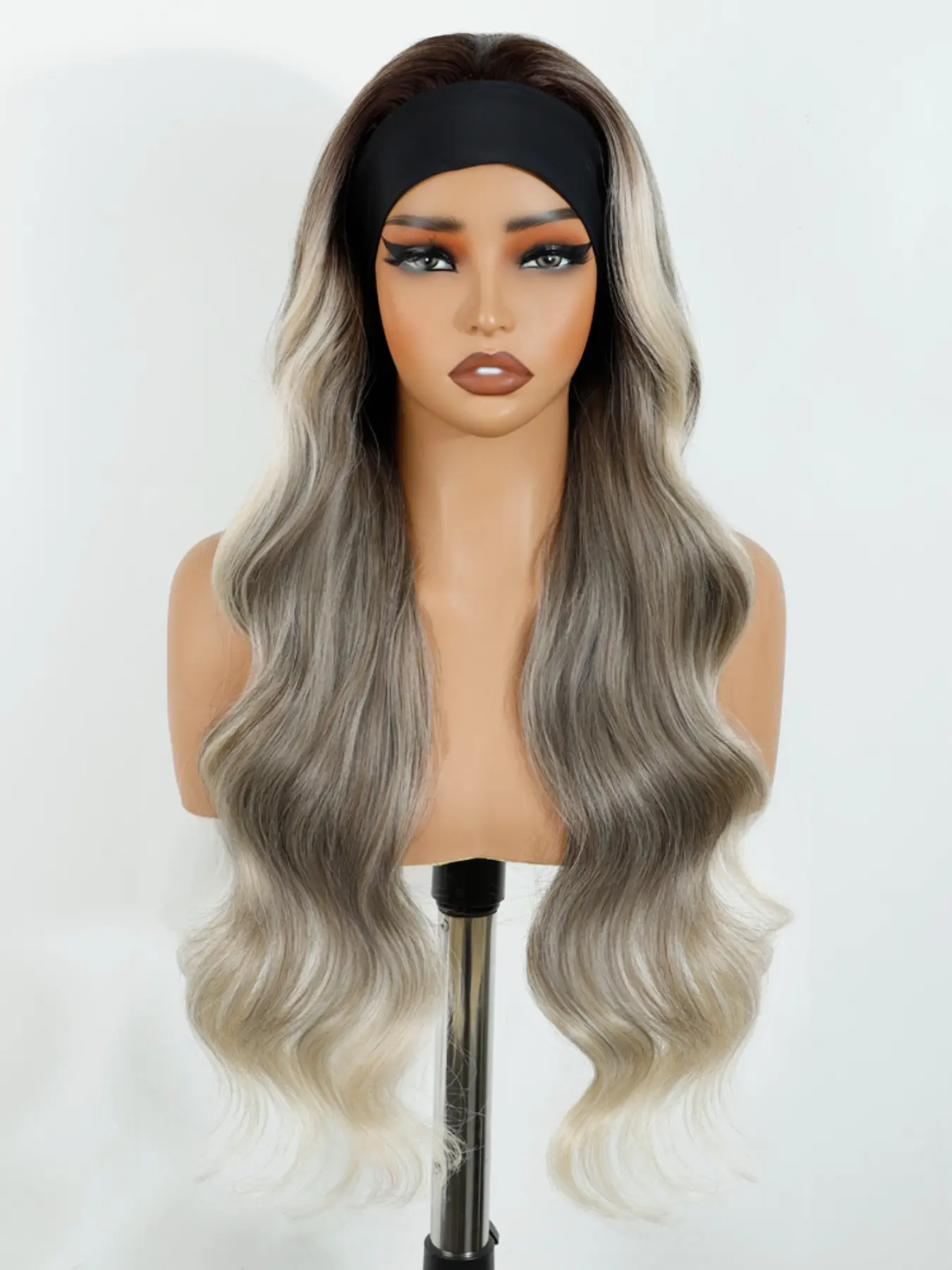 26-Inch Long Natural Wave Wig Headband, Glueless Synthetic Wavy Wig, Easy Wear No Glue Needed, Perfect for Parties & Daily Use, Ideal for Beginners, Beginner Friendly Wig