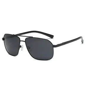 Mens Aviator Sunglasses Polarized Pilot Military Square Shades with Bayonet Temples P5002-C001-CR