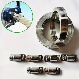 7pcs/set Durable Stainless Steel Hose Clamp Set - Adjustable Worm Gear with Fasteners, Metal Strapping for Automotive & Mechanical Applications, Rustproof & Waterproof Pipe Clamp