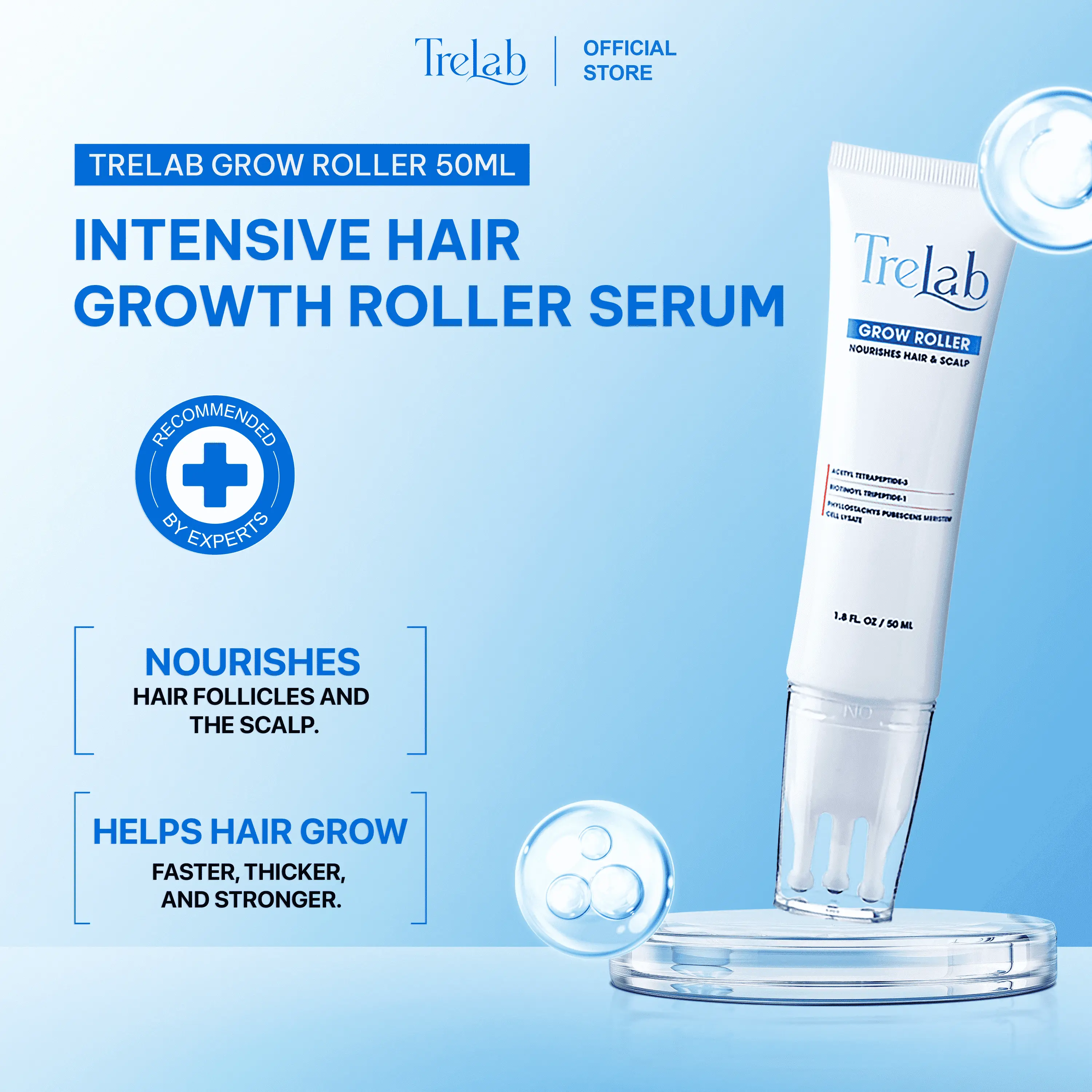 Trelab Growth Roller (50ml) – Supports hair growth, reduces hair loss, and increases hair thickness