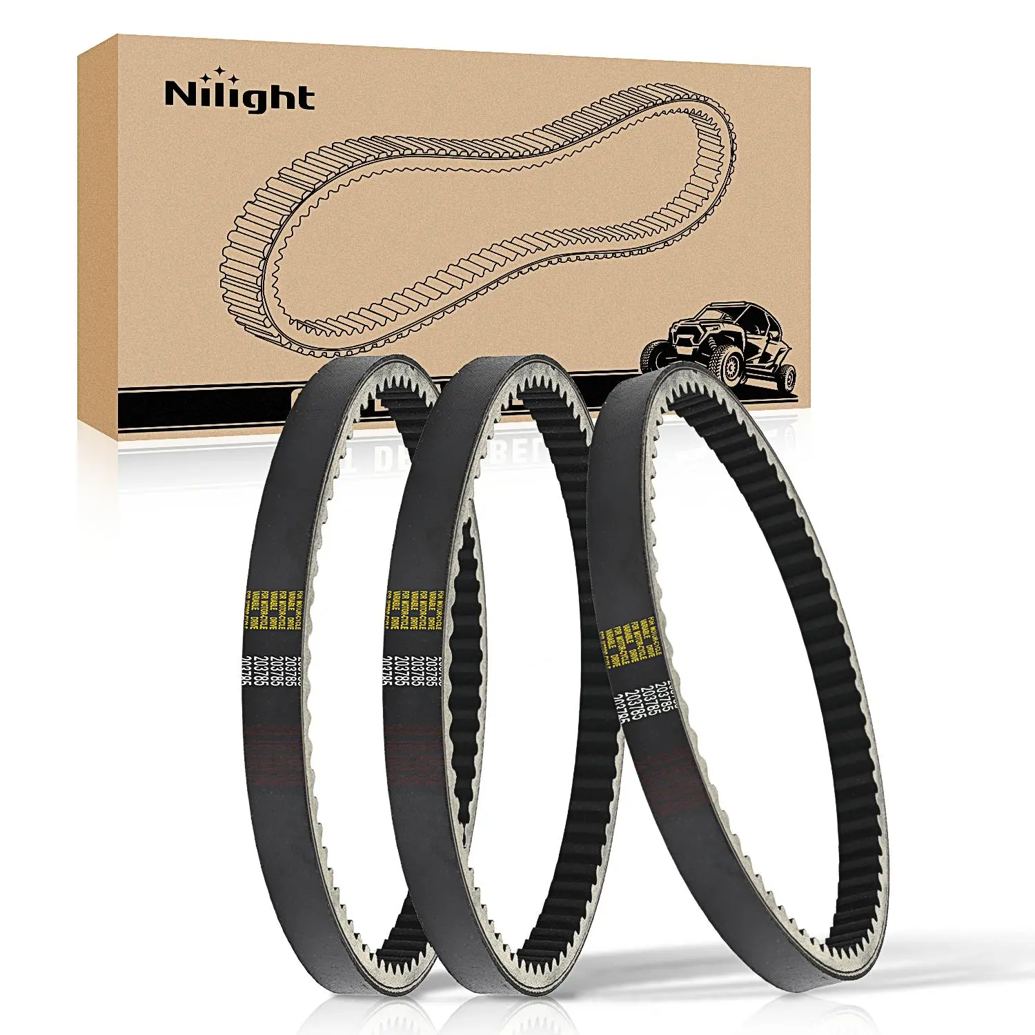 Nilight 40/45 Series Cogged Edge Go Kart Drive Belt - 7/8"x33-7/8" Rubber/Polyester, High Mileage Reliability, Smooth Transmission, Stretch-Resistant, Tough and Not Easily Broken - 3-Pack Replacement for Comet 203785A, 203785, MANCO 12346