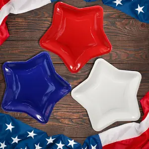 10.5" Red White and Blue Disposable Plates, 45 Count American Star Plates for Veterans Day Election Day Fourth of July Independence Day Memorial Day Patriotic Party Decoration, 3 Colors Assort