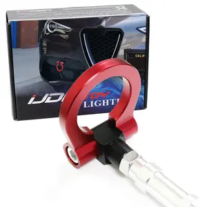 iJDMTOY Red Track Racing Style Tow Hook Ring For 2017-up Alfa Romeo Giulia (952), Stelvio (949), Made of Lightweight Aluminum