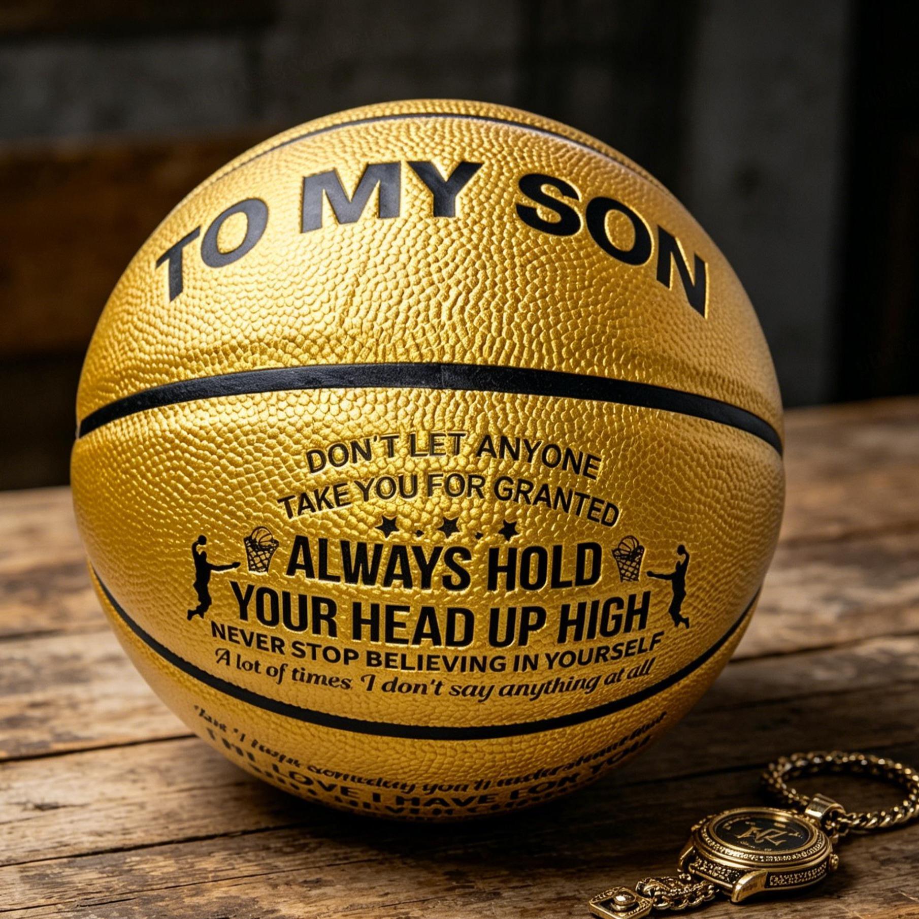 To My Son Inspirational Golden Basketball | The Ultimate Gift for Your Baller Son