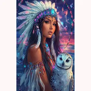 1pc 5D Diamond Painting Kit, Indian Landscape Portrait, DIY Full Drill Crystal Embroidery Art, Home Wall Decor, Gift for Kids and Adults