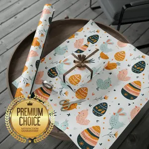 Easter Egg Wrapping Paper, Yellow Chicks Gift Wrap, Springtime Wrapping Paper, Passover Gift Wrap