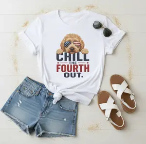 Goldendoodle Patriotic Dog Shirt Dog Lovers, America 250, USA Flag & Fireworks Tee, Doodle 4th of July T-Shirt, Chill The Fourth Out TShirt
