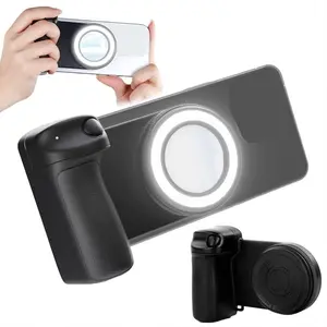Magnetic Selfie Stick for Smartphone, Non-Slip Handle, Rechargeable Light, Bluetooth-compatible Remote, Anti-Shake Phone Stand, Vlog/camera Stabilizer