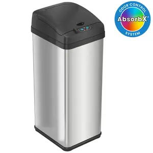 iTouchless 13 Gal Brushed Silver Steel Indoor Kitchen Motion-Sensing Trash Can