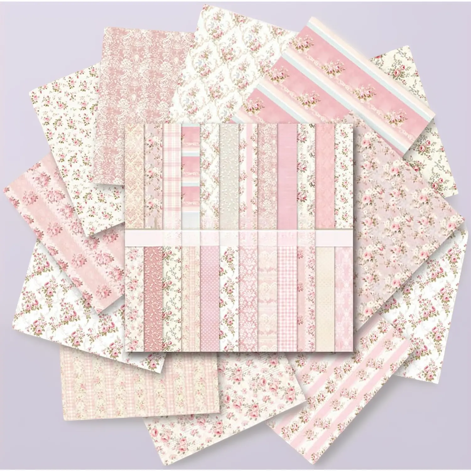 Vintage Floral Scrapbook Paper Pad - 24 Unique Double-Sided Designs, 12x12 Inches. Pink & Garden Themed Craft Sheets for DIY Cards, Junk Journals, and Album Decor