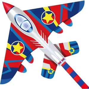 58" Fighter Plane Kite for Kids & Adults, Easy to Fly, Beginner Kite for Beach Trip with Reel and 200ft String