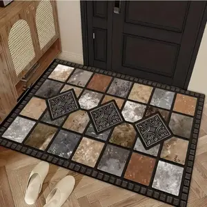 "welcome" Stone Patterned Welcome Doormat with A Design for Farmhouse Decoration and Home Entrance The Front Door Welcome Mat