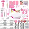 356-Piece Large Professional Cake Decoration Kit - Plastic/Metal/Silicone Bakeware Decorating Tools with Turntable, Pastry Bag, Fondant Smoothers, Various Tips, Basic Shapes, 3 Color Options, Even Frosting Support for Beginners