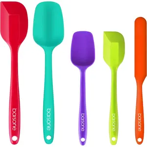 5-Piece Silicone Spatula Set - Heat Resistant 446°F Food Grade BPA Free, Nonstick Cookware Safe Dishwasher Safe Kitchen Tools for Baking, Cooking, Stirring, Multicolor
