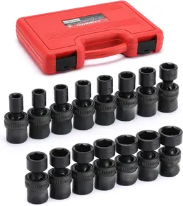 15 count 1/2" Drive Standard Universal Impact Socket Set, 6 Point, Metric,10-24mm