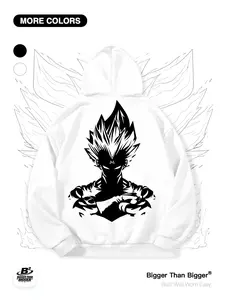 Dragon Ball Character Silhouette Print Loose Hoodie, Casual Breathable Sweatshirt for Outdoor Sports, Unisex Trendy Clothing