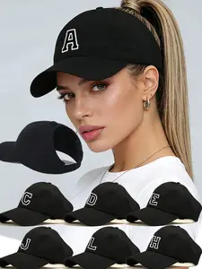 A-Z Letter Ponytail Baseball Cap for Women, Summer Sun Protection Visor Hat, Casual Hat, Adjustable High Bun Dad Hat