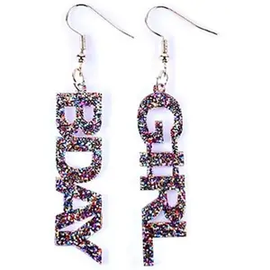 Birthday Earrings Resin Acrylic Glitter Happy Birthday Letter Drop Dangle Earrings for Women Statement Cute Jewelry Party Festive