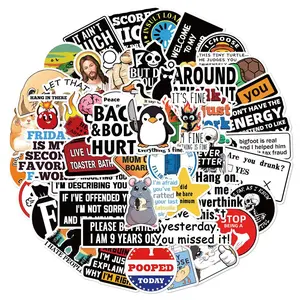 Funny Humorous Doodle Decorative Sticker, 50pcs/set Self Adhesive Decor Paper, Decor Sticker for Gift Greeting Card Water Bottle Laptop Phone, Waterproof Durable Sticker, Funny Stickers