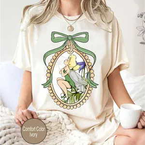 Comfort Color Vintage Tinkerbell Floral Shirt, Princess Tinkerbell Fairy Tee, Magic Kingdom shirt J4SNO