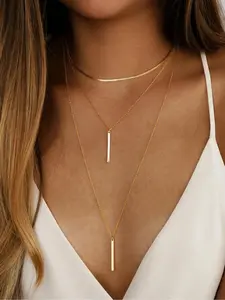 Women's Elegant Minimalist Chain Necklace, Vintage Trendy Layered Pendant Necklace, Chic Jewelry As Gift for Girlfriend, Layered Necklaces, Jewelry Gifts