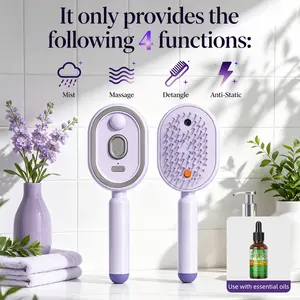 [Buy 2 Get 1 Free] Electric Spray Air Cushion Massage Comb - Self-Cleaning & Anti-Static Volumizing Brush for Frizz Control Hair Essential Oil