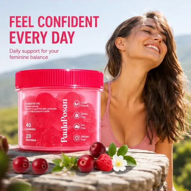 PaulaPosan Women's Chewable Cranberry Probiotic-Prebiotic Dietary Supplement for Adults, 200g, 40 Count, 24-Month Shelf Life, Clean Ingredients, Daily Gut Support, Vegan Formula, Digestive Health, Gluten-Free