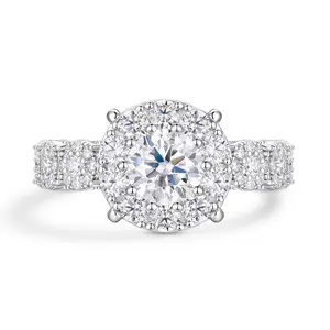 【#R316】UCCIYO S925 Silver Synthetic Moissanite Women Wedding Ring Round Cut D Color VVS Synthetic Moissanite Engagement Ring Shining Jewelry