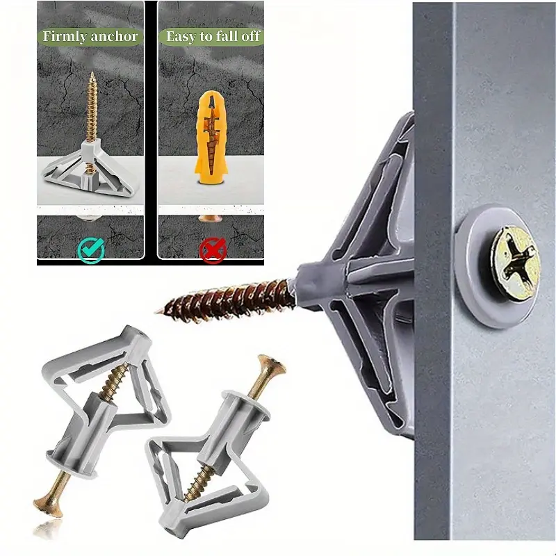 100pcs/20pcs Drywall Butterfly Screws Set, High Load Capacity Nylon Expansion Tubes, Home Decor Wall Fixing Accessories, Heavy Duty Fastening, Expansion Bolts, Anchor Screws, Wall Mounting Screws, Screws Kit