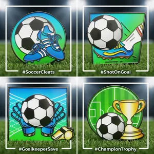 4 Pack 2026 World Cup Soccer Pins Set, Football Brooches Pins 4pcs Soccer Ball Metal Pins Sports Brooch Lapel Badge Pins for Football Fans Events Party