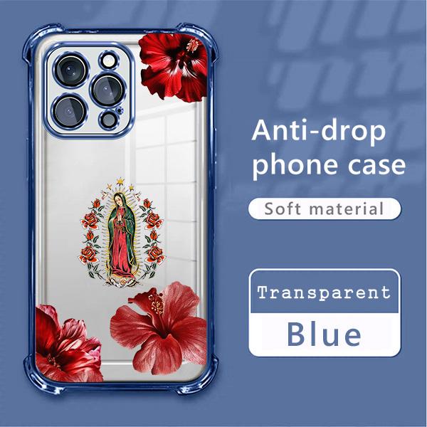 Virgin Mary and Flowers Pattern Phone case for iPhone 17Pro Max Air 16Plus E 15 14 13 12 11 Samsung Galaxy S26Ultra S25 S24FE S23 S22 cases, Soft TPU, Bumper Drop Protection, Rugged Durable Back Cover, Perfect Gift for Girls anti-fall mobile phone case