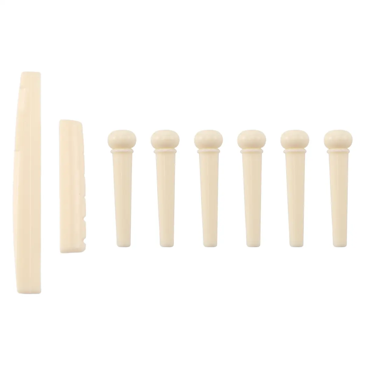 White Bone Acoustic Guitar Kit - 6 Bridge Pins, Saddle, Bridge Saddle for Acoustic Guitars