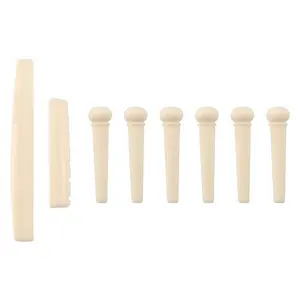 6 Bridge Pins + saddle + bridge saddle Bone / Bone Acoustic Guitar white 6 Bridge Pins + saddle + bridge saddle Bone / Bone Acoustic Guitar white