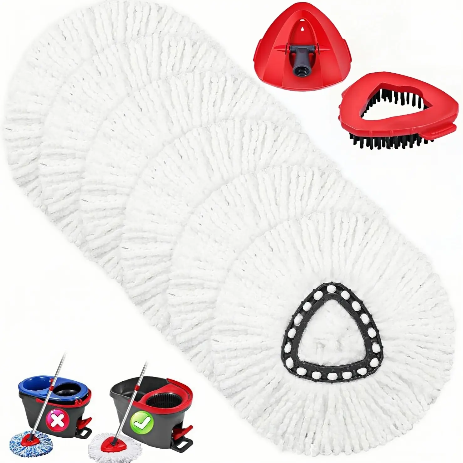 6 Mop Heads+1Brush+1Base