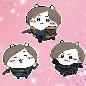 3 Ops Resident Evil Leon Chiikawa Stickers, Leon Kennedy Stickers