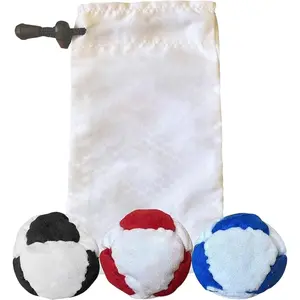 2.37 inches 6 Pack Soccer Hacky Footbag Sacks Soft Plush Footbags for Adults Durable Fleece Juggling Balls Vibrant Sports Design for Indoor Outdoor Play Party Favors and Coordination Training