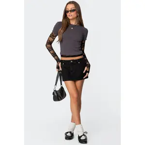 Spencer Low Rise Denim Micro Skirt