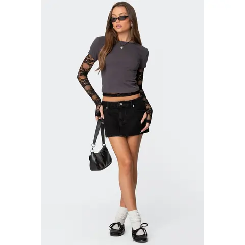 Spencer Low Rise Denim Micro Skirt